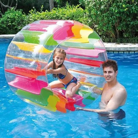 MorTime aufblasbares Rollenschwimmrad, 40 Zoll großes, farbenfrohes Wasserrad, Rollenspielzeug für Schwimmbecken, für Kinder und Erwachsene im Freien (1/5)