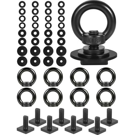 T-track mount Tie Down Ancre pour porte-bagages de toit, vis à œil en forme d'anneau robuste M8, acier inoxydable boulon en T boulon œil écrou attache bas anneaux pour enregistrement corde élastique (1/5)