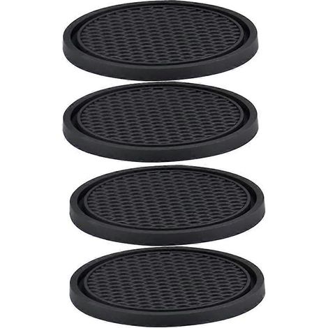 Lot de 4 sous-verres ronds pour table basse et boissons à la maison-7x7cm-Black (1/3)