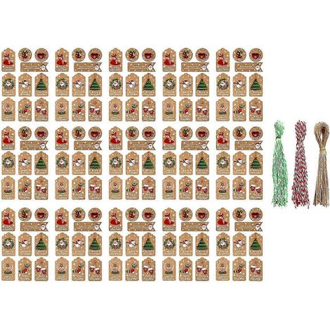 Étiquettes de Noël à suspendre au sapin, décorations pour sapin, étiquettes cadeaux en papier « Joyeux Noël », étiquettes pour emballage cadeau pour les fêtes de Noël-150 Pieces (1/5)