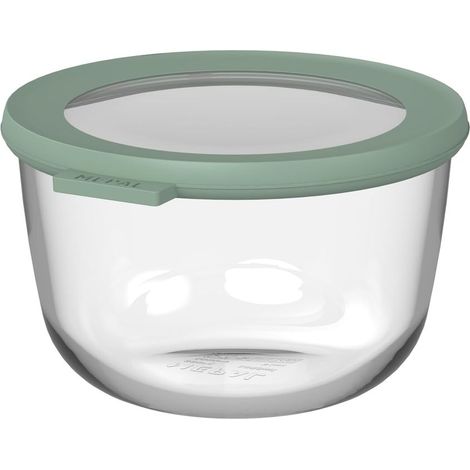 Boîte de Conservation Ronde en Verre - Résistant à la Chaleur - Convient pour Four, Micro-ondes, Congélateur et Lave-vaisselle - Boite Alimentaire Verre - 1000 ml - Nordic sage (1/5)
