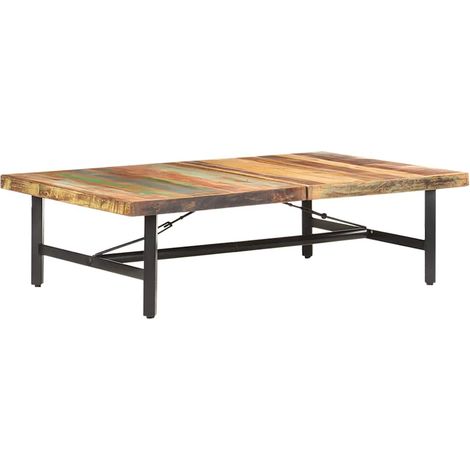 vidaXL Mesa de centro de madera maciza reciclada 142x90x42 cm (1/5)