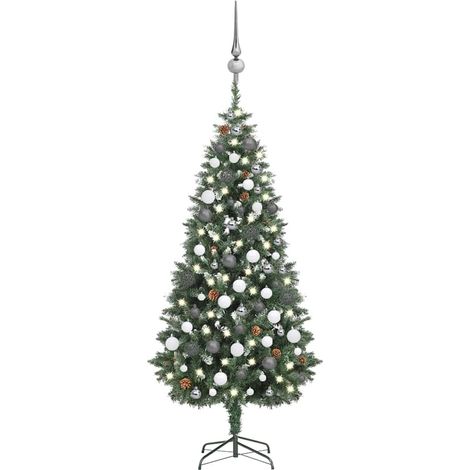vidaXL Künstlicher Weihnachtsbaum mit Beleuchtung Kugeln Zapfen 180 cm (1/5)