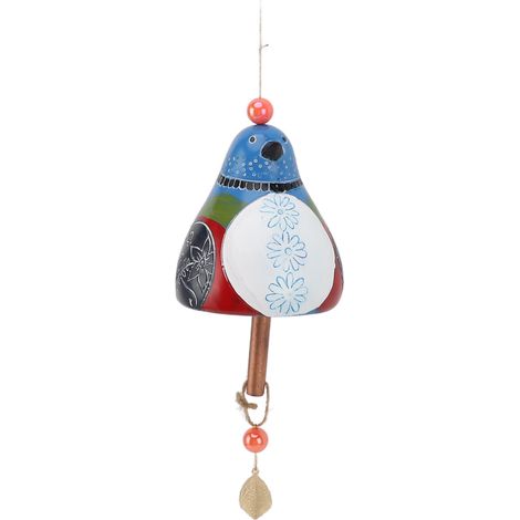 Carillon éolien en résine et bois peint à la main, mélodie agréable, à suspendre, pour porte, jardin ou terrasse, bleu (1/5)
