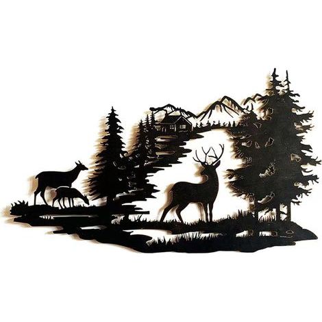 Metal wall art with mountain views. Wall art, modern, abstract, minimalist, nature, forest, wall decor, living room, bedroom, garden (1/3)