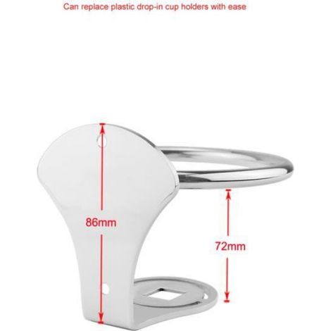 Porte-Gobelet - Acier Inoxydable 316 - Pour Voiture Bateau Camion Camping-Car Yacht SUV - Hauteur 86 mm - Argent - 1 Pièce (1/3)