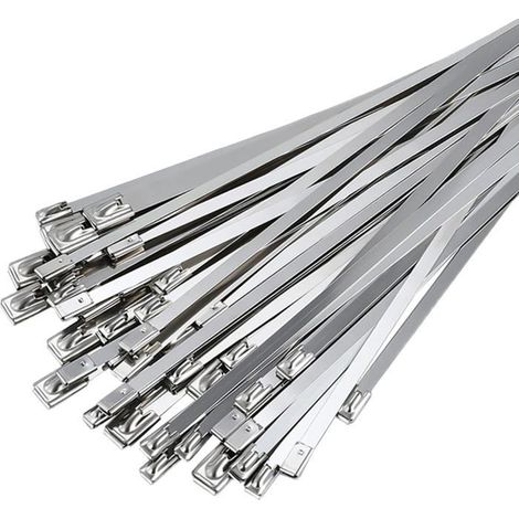 BelleRise - Collier de Serrage Inox 50 Pièces, 300mm×4,6mm Attache Câblées Acier Inoxydable (1/4)