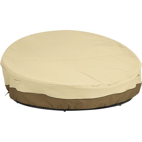 Housse de canapé-lit ronde imperméable beige (19089cm), tissu Oxford 210D, durable et résistant, anti-ultraviolet, pluie et vent, adaptée aux meubles de jardin (1/5)