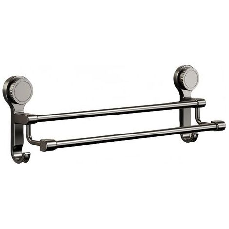 Toallero de ventosas con dos barras, adecuado para duchas, baños, cocinas y puertas de vidrio (15,7 pulgadas). (1/5)