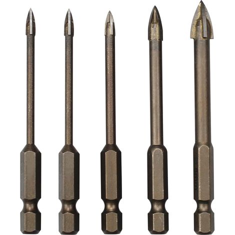 Lot de 5 Triangle Foret Set, Forets pour Carrelage en Carbur, Outil de Forage Universel Efficace pour Verre, Carrelage, Béton, Marbre et Céramique(3/4/5/6/8mm)