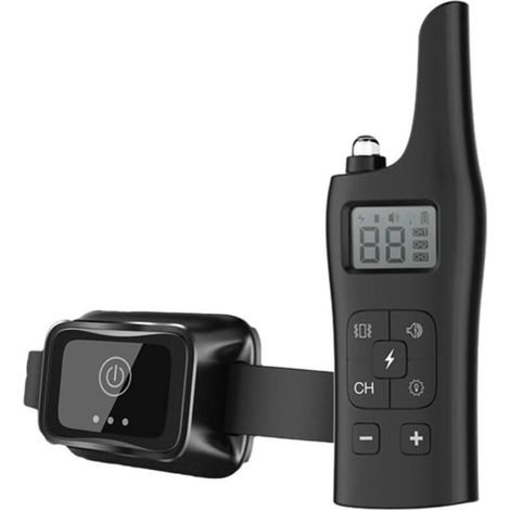 Collier De Dressage pour Chien, Collier Anti aboiement Rechargeable avec 4 Modes Vibration/ch-oc/Lumière/Beep Sonore, Récepteur imperméable et Télécommande de 800 mètres (1/4)