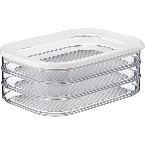 Mepal Modula boîte conservation charcuterie 3 étages blanc, trois caisses séparées lavable au lave-vaisselle pour réfrigérateur (1/5)