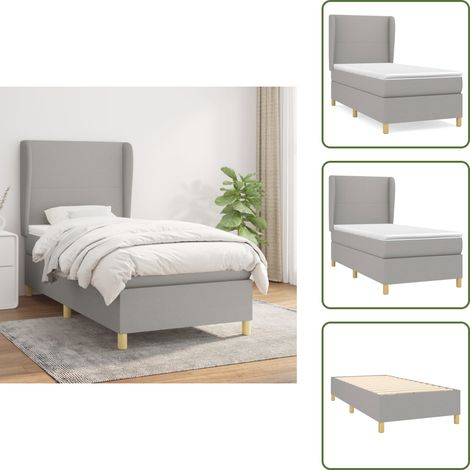 Boxspringbett mit Matratze Hellgrau 90x200 cm Stoff - Boxspringbett - Doppelbett - Schlafraum - Bettenrahmen - Lattenrost (1/5)