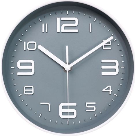Horloge à quartz silencieuse de 8 pouces, horloge numérique tridimensionnelle grise (1/3)