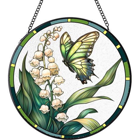 Attrape-soleil rond vitrail – Décoration maison pour fenêtre, porte et mur, idée cadeau femme homme, Diamètre : 30 cm (1/4)