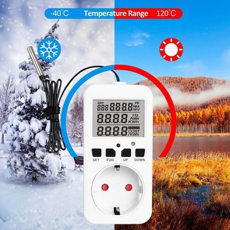 Thermostat numérique prise de courant régulateur de température pour reptiles sortie 230 V 16 A contrôle de refroidissement du chauffage pour incubateur brassage serre Terrarium tapis chauffant (1/5)