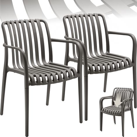 Lot 2 chaises de jardin empilables et résistantes aux intempéries gris