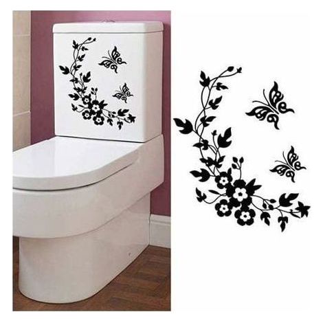 Black Butterfly Wall Sticker for Bathroom, Waterproof and Durable Toilet Decor