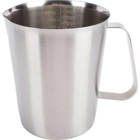 Jarra Medidora Acero Inoxidable 304, 1500 ml con Boquilla y Escala, Apta para Lavavajillas – Ideal para Preparar Café y Cocina (1/5)