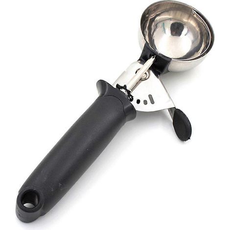Cuillère à glace en acier inoxydable, machine à glaçons sphériques, cuillère à fruits polie pour pastèque, outil de cuisine à gâchette (1/5)