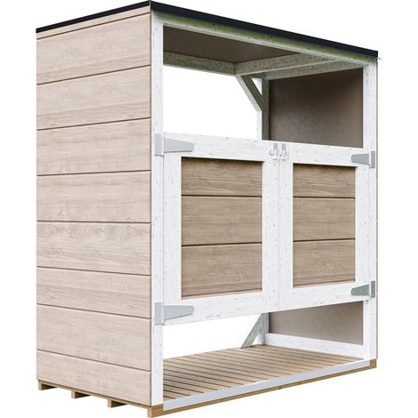 Caseta jardin exterior – cobertizo jardin exterior para cubos basura 2x240L con puertas, caseta de madera para almacenaje exterior, armario jardín exterior – Timbela M980A-TERRA BROWN