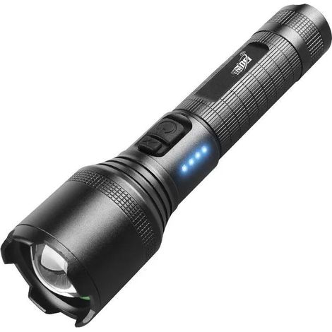 Lampe torche P50 LED à forte luminosité, rechargeable par USB-C, double interrupteur, affichage électronique, batterie 18650, étanche, zoom