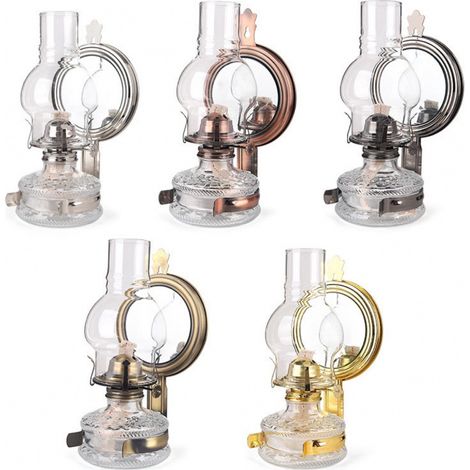 Lampe à pétrole murale avec miroir en verre - Lampe à pétrole rétro nostalgique pour l'intérieur de la cuisine
