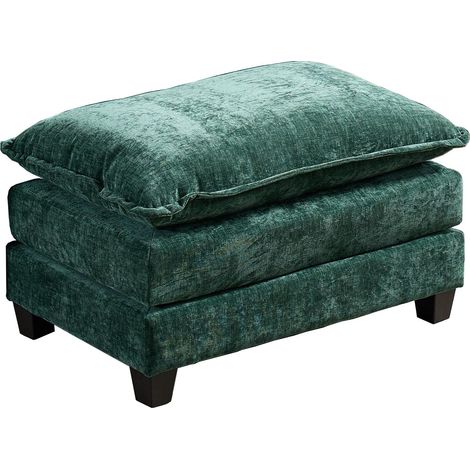 Pouf Ottoman modulable en tissu chenille vert pour salon et chambre (1/5)