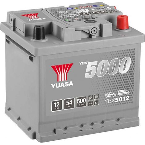 Batterie Yuasa YBX5012 conventionnelles Hautes performances 12 V 54 AH 500 AMPS L 207 l 175 H 190