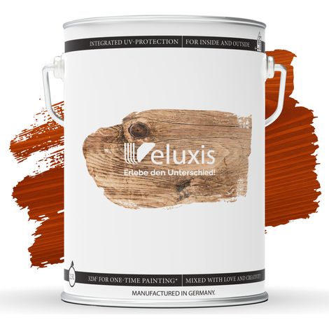 Holzlasur Holzlasur außen – Holzschutzlasur Teak, 2,5L, seidenglänzend, lösemittelfrei, UV-stabil, wetterfest, Made in Germany – Veluxis