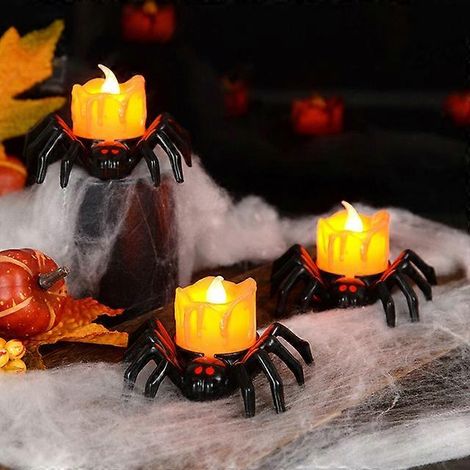 Lot de 3 lampes LED citrouille araignée pour Halloween, décorations pour la maison, accessoires d'horreur et fêtes d'Halloween. (1/5)