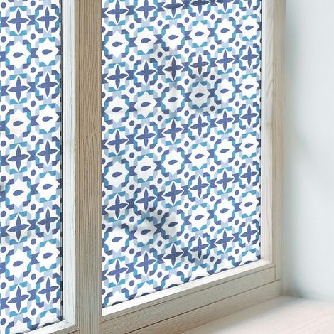 Sichtschutzfolie 200x100 cm Folie für Schlafzimmer PVC Sichtschutz Fenster Milchglas Selbstklebend Blickdicht Dekorfolie Dekorativ Harmonisches Muster