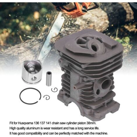 Kit cylindre-piston 38mm pour tronçonneuses Husqvarna 136 137 141 – Aluminium durable – Améliore les performances et l'efficacité