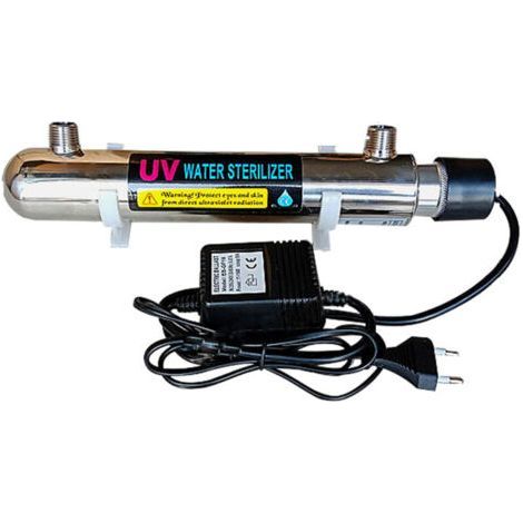 Purificateur d'eau ultraviolet en acier inoxydable, 220 V, 12 W, stérilisateur, aquarium, eau potable directe, désinfection industrielle, filtre (1/4)