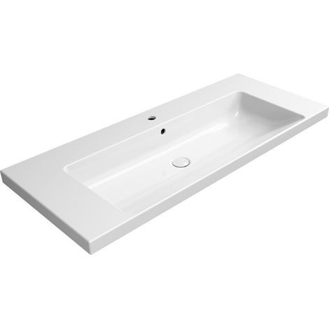 Lavabo en céramique NORM 120x50cm, blanc ExtraGlaze (1/4)