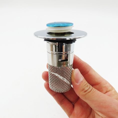 Filtre à cheveux en acier inoxydable 304 à bouton-poussoir pour lavabos, bonde escamotable, robinet d'évier