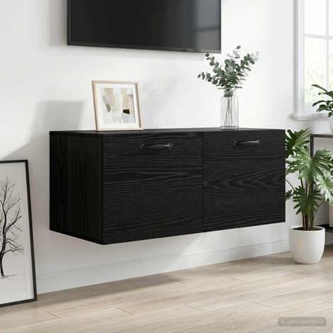 vidaXL Meuble mural Montage mural Chêne noir 80 x 36,5 x 35 cm (1/5)