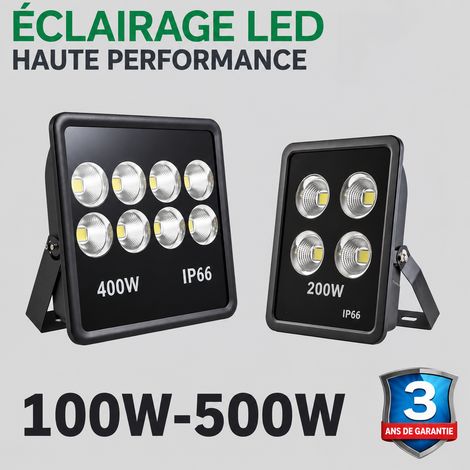 Projecteur LED Extérieur 500W Éclairage Façade Bâtiment IP66 55 × 56 × 46 cm 3,7 kg – Livraison gratuite (1/5)