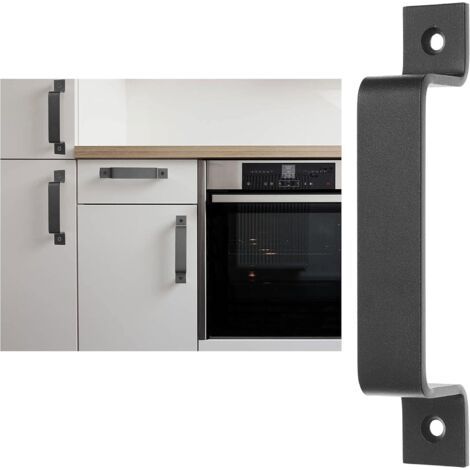 Sollbry 1x Poignée porte de grange (Noir)  - Poignée  solide - Finition lisse – Un look rustique pour des portes, des armoires de cuisine