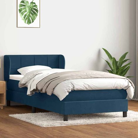 Boxspringbett mit Matratze Dunkelblau 80x220 cm Samt