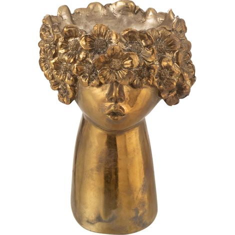 Cache pot visage doré fleuri - doré (1/4)
