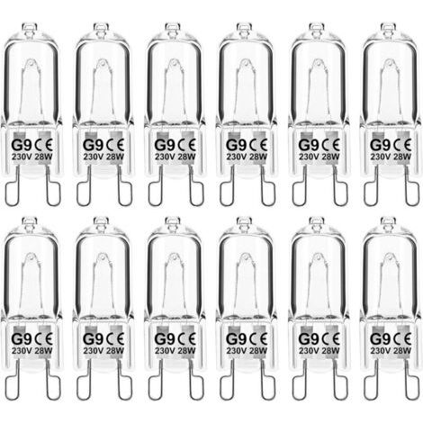 Pair Ampoule G9 28W 230V Dimmable Blanc Chaud, Halogène Tolérance 300°C Pour Four Micro-ondes Cuisinière Plafonniers, Lot de 12 [Classe énergétique G] (1/5)