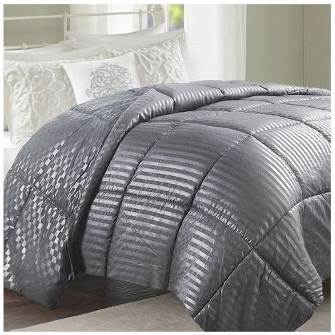 Couette Soft Luxe 140X200cm Toute saison Nomade & Compacte 250g/m2 Gris Toucher satine Soyeuse (1/5)