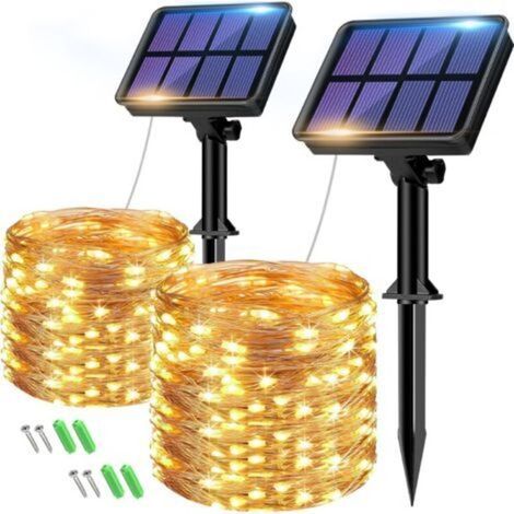 Außenbeleuchtung, solarbetriebene Lichterketten aus Kupferdraht, wasserdichte dekorative Gartenleuchten (1/4)