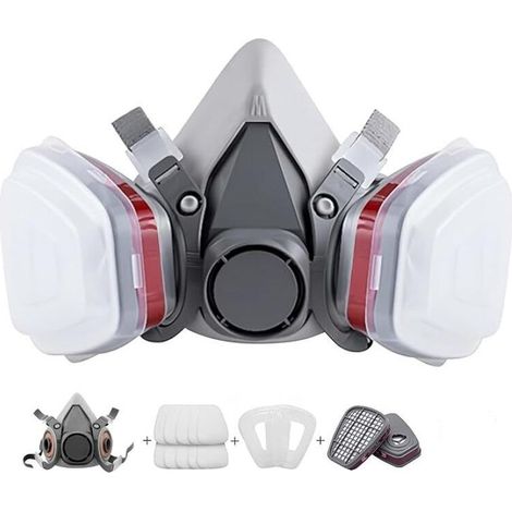 Masque Protection Réutilisable Avec Filtre Anti Poussière,Masque a Gaz Respiratoire avec Filtre pour Pulvérisation,Peinture,Travaux, Produits Chimiques,Bricolage,Ponçage (1/5)