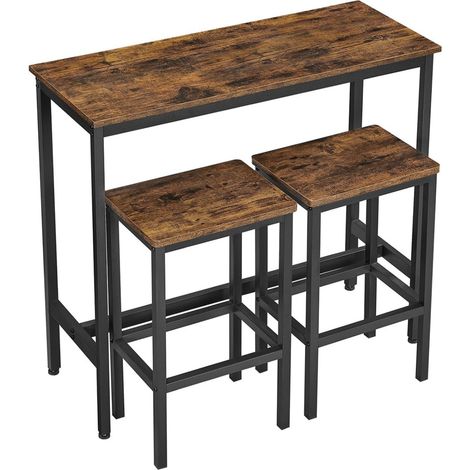 Set tavolo da pranzo tavolo da bar e sgabelli da bar tavolo alto e sgabello 100 x 40 x 90 cm struttura in acciaio stile industriale marrone 120005430