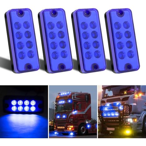 4PCS Feux de Gabarit, Unviersal 12V/24V 8LED Feu de Gabarit Remorque 3.8 Inch pour remorque Van Caravan Camion de Voiture Bus Bateaux(Bleu) (1/5)
