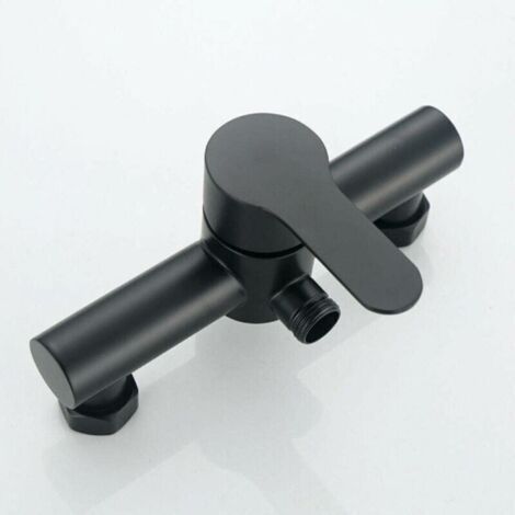 Robinet mitigeur mural baignoire noir – Acier inoxydable 304 – Valve céramique – Installation murale – Jet multi-douche (1/5)