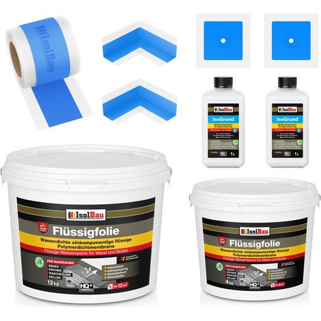 Kit de joint IsolBau 707B, film liquide 16 kg, ruban adhésif Isogrund 2 L, ruban de 10 m, 2 coins, 2 manchettes (1/5)