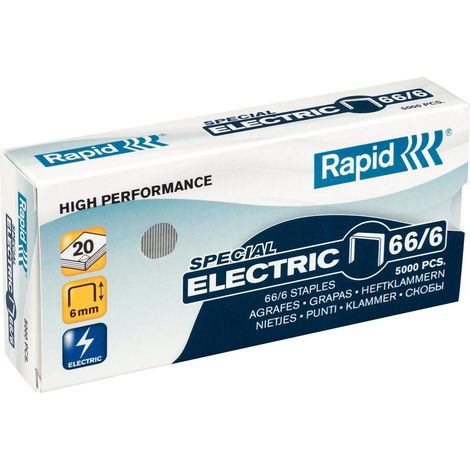 Rapid punti metallici strong 66/6 elettrici zincati - scatola da 5000-. (1/2)